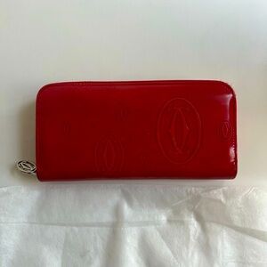 CARTIER Red Embossed Logo Wallet